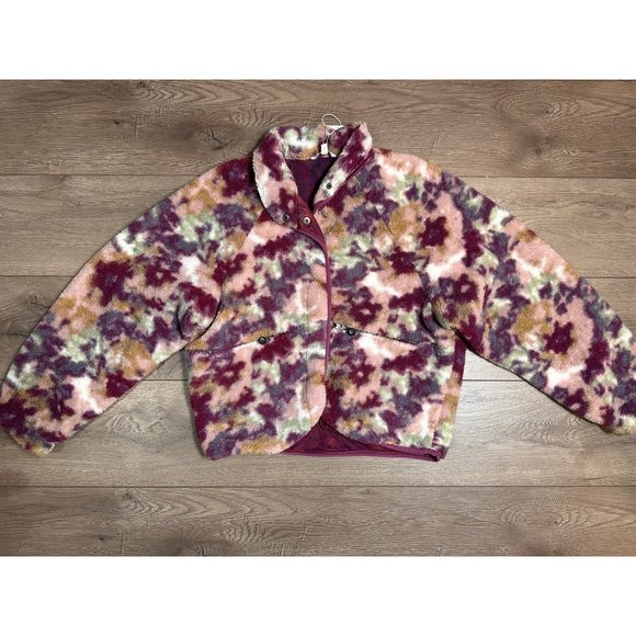 Johnny Was Calme Printed Fleece Jacket- Floral Sherpa Jacket NWT Purple - Picture 14 of 15
